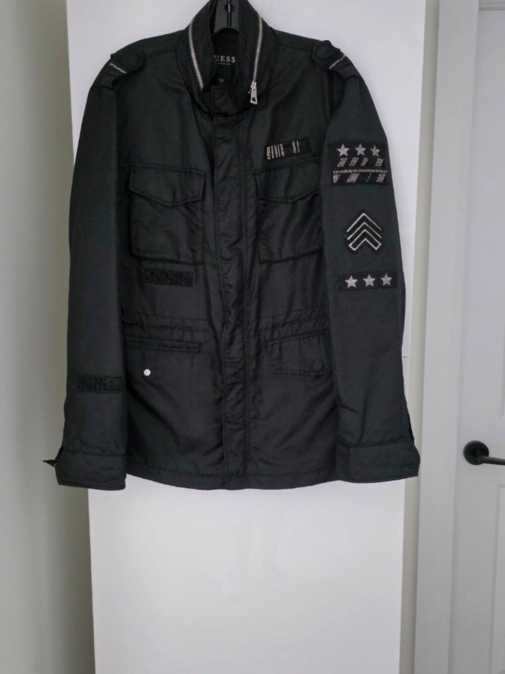 KENNITH PATCH CARGO ARMY JACKET  (JET BLACK）
